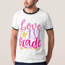 Camiseta 1.ᵉʳ grado de amor por el Ringer Básico de los Hom