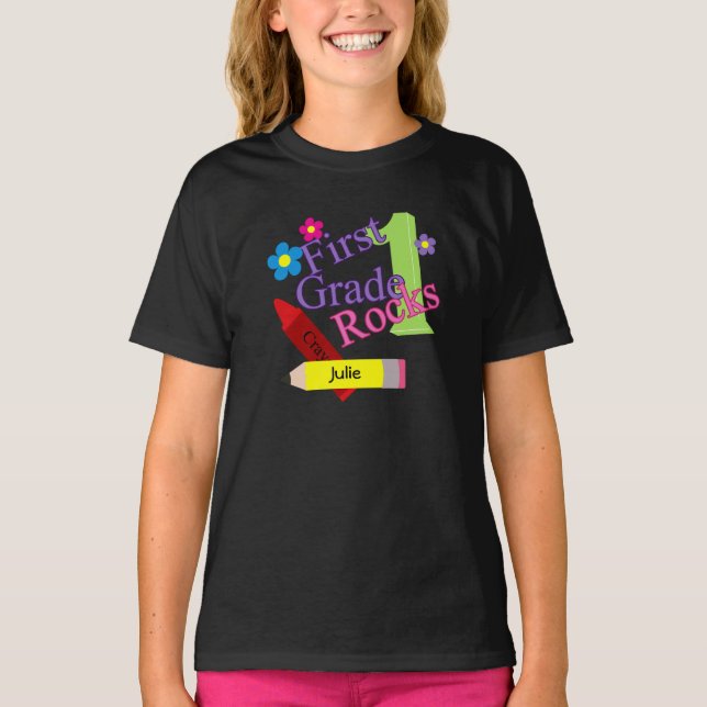 Camiseta 1.ᵉʳ Grado De Rocas Para Chicas (Anverso)