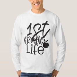 Camiseta 1.ᵉʳ grado de vida blanco negro Basic Larga manga