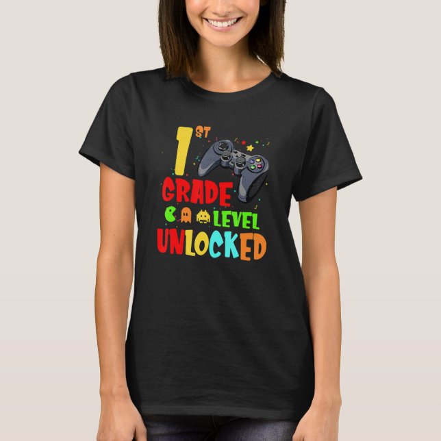Camiseta 1.ᵉʳ jugador de videojuegos desbloqueado de nivel  (Anverso)
