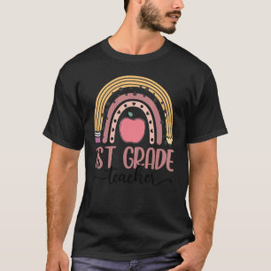 Camiseta 1.ᵉʳ Maestra Leopard Boho Arcoiris de vuelta a Sch