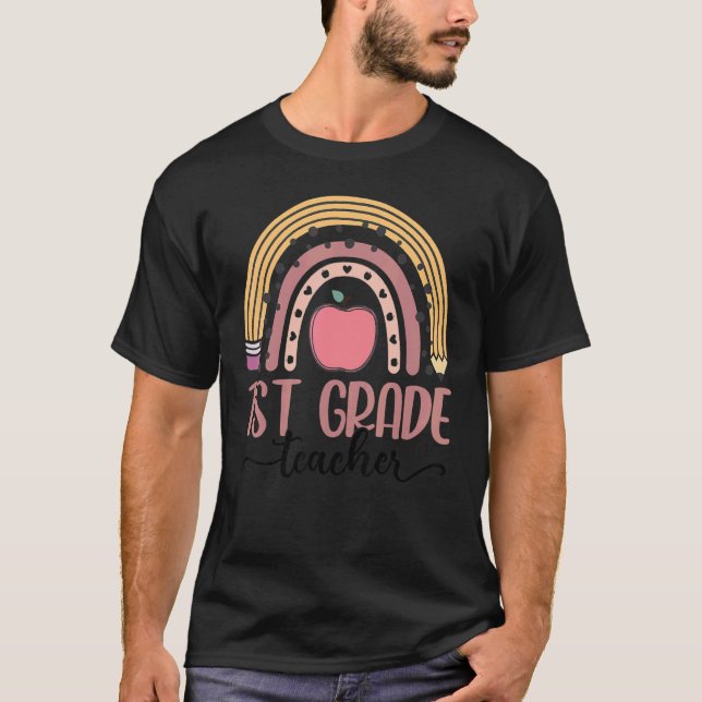 Camiseta 1.ᵉʳ Maestra Leopard Boho Arcoiris de vuelta a Sch (Anverso)