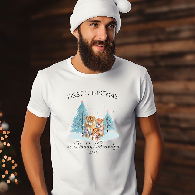 Camiseta 1.ᵉʳ Navidades como papi abuelo acuarela león (Subido por el creador)