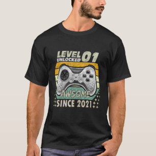 Camiseta 1.ᵉʳ nivel de juego de cumpleaños 1 desbloqueado d