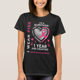 Camiseta 1 año libre de cáncer mamá bebé conciencia de pech