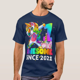 Camiseta 1 Awesome Since 2021 Dabbing Unicorn 1st Birthday 