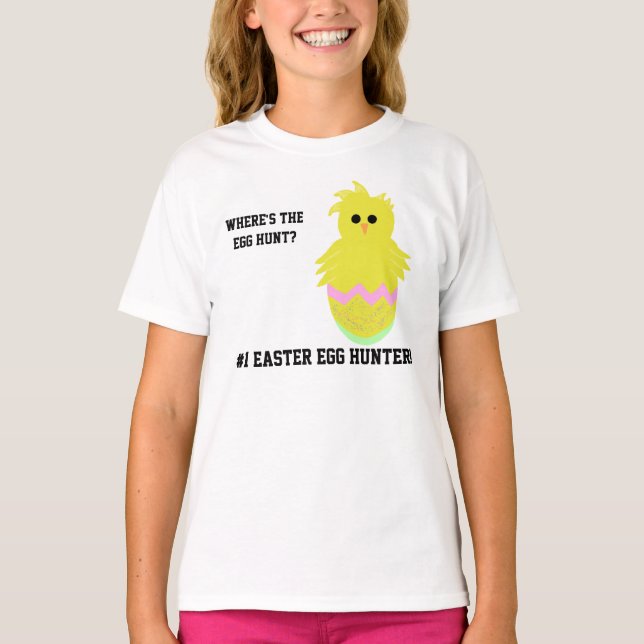 Camiseta #1 Caza de Huevos de Pascua Chicas de Huevo de Hue (Anverso)