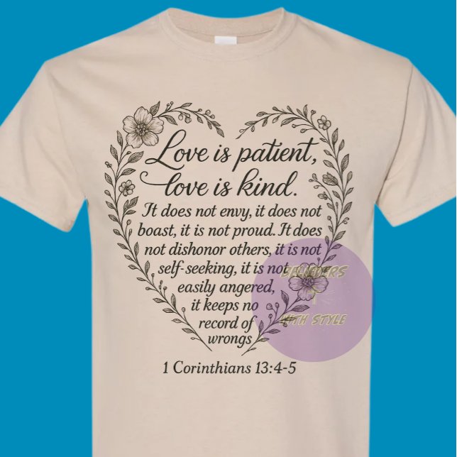 Camiseta 1 Corinthians 13:4-5 - Christian (blk txt) (Subido por el creador)