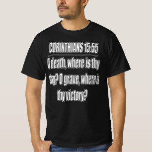 Camiseta 1 Corintios 15 55 Versículo Bíblico Fe Cristiana M