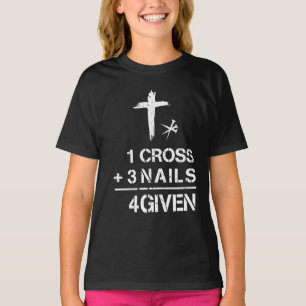 Camiseta 1 cruz 3 clavos perdonados fe cristiana Pascua