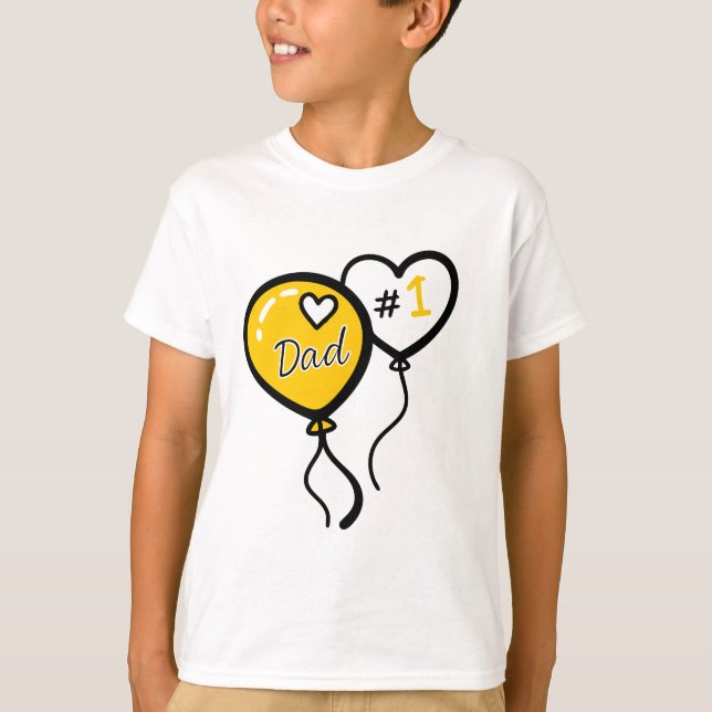 Camiseta #1 Dad Heart Balloons Father’s Day Kids (Anverso)