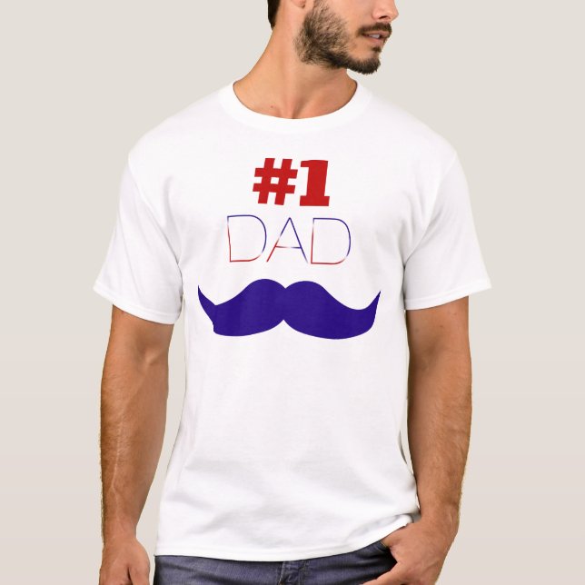 Camiseta #1 Dolor rojo blanco y azul de papá - Número uno (Anverso)