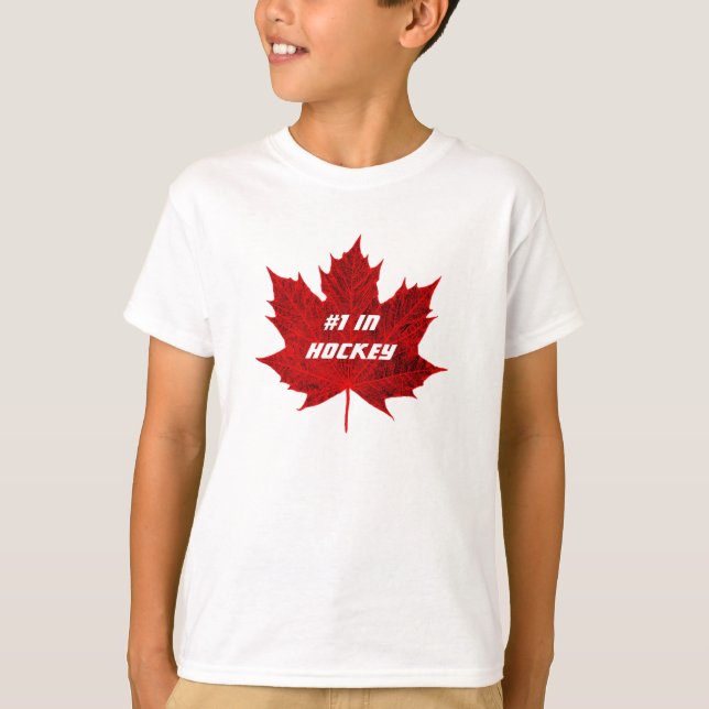 Camiseta #1 en hockey+hoja de arce roja canadiense (Anverso)