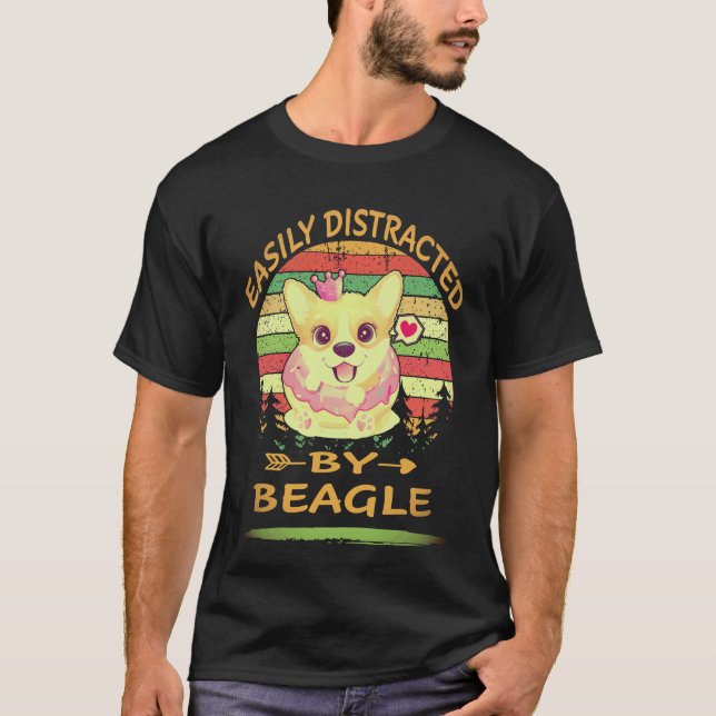 Camiseta 1 Fácilmente Distraído Por Beagle (Anverso)