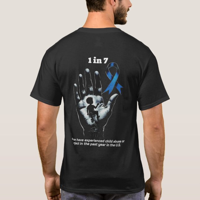 Camiseta "1 in 7" Child Abuse Prevention Awareness T-Shirt (Reverso)