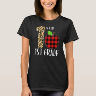 Camiseta 1 Is For 1st Grade Teacher Leopard Buffalo Plaid S