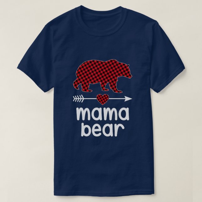 Camiseta 1 - Mamá Navidad Oso Pajama Red Plaid Buffalo F (Diseño del anverso)