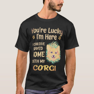 Camiseta 1 Me podría haber quedado en casa con Corgi