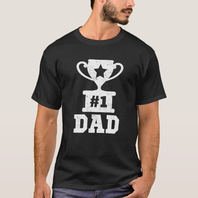Camiseta 1 Papa número uno Trofeo papá papá padre padre pad (Anverso)