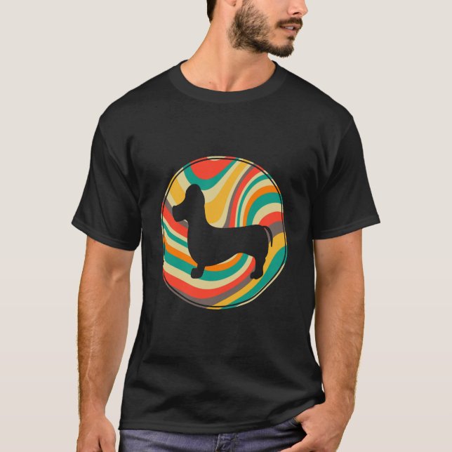 Camiseta 1 Retro Antiguo Perro Raza Dachshund (Anverso)