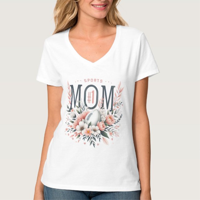 Camiseta 1 Sports Mom – Football & Flowers Mother’s Day Des (Anverso)