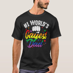 Camiseta 1 World's Gayest Dad  Father's Day Lgbt Pride Rain