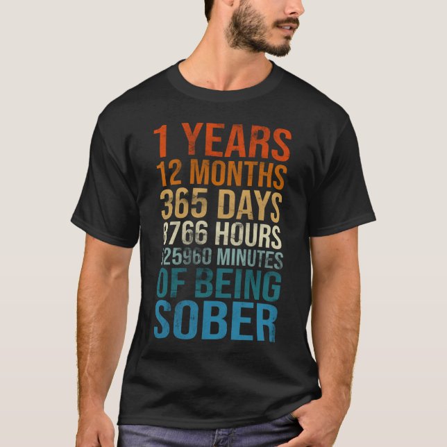 Camiseta 1 Years Sober Anniversary Celebration Sobriety  (Anverso)