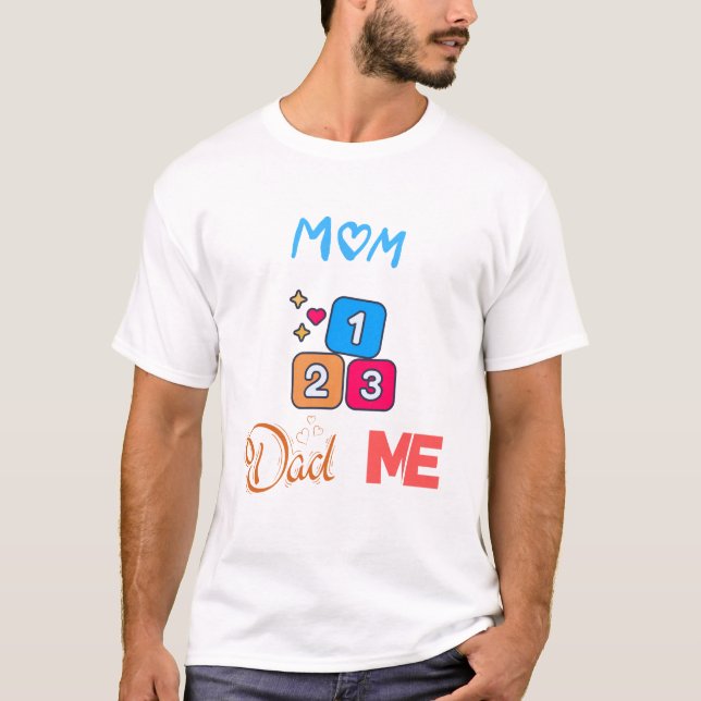 Camiseta 1Mamá 2Papá 3Yo Amo A Mi Familia (Anverso)