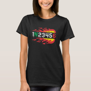 Camiseta 1n23456 Motorcycle Gear Shift Motif And Fire Flame