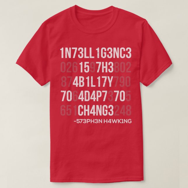 Camiseta 1n73ll1g3nc3 15 7h3 4b1l17y 70 4d4p7 70 ch4ng3  (Diseño del anverso)