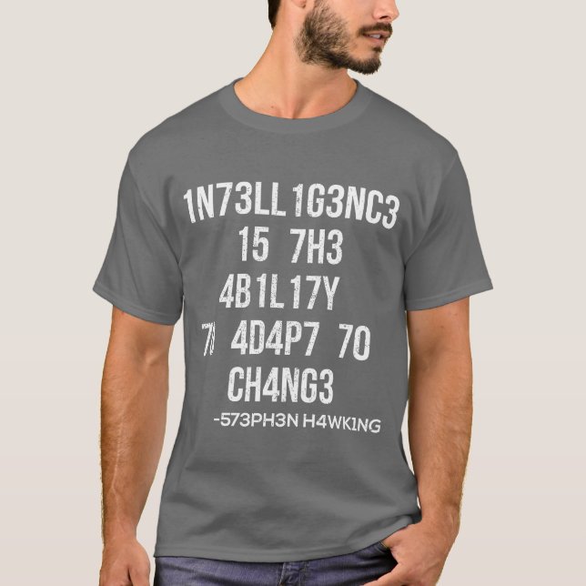 Camiseta 1n73ll1g3nc3 15 7h3 4b1l17y 70 4d4p7 70 ch4ng3 vin (Anverso)