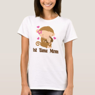 Camiseta 1r Mono de la mamá del tiempo lindo