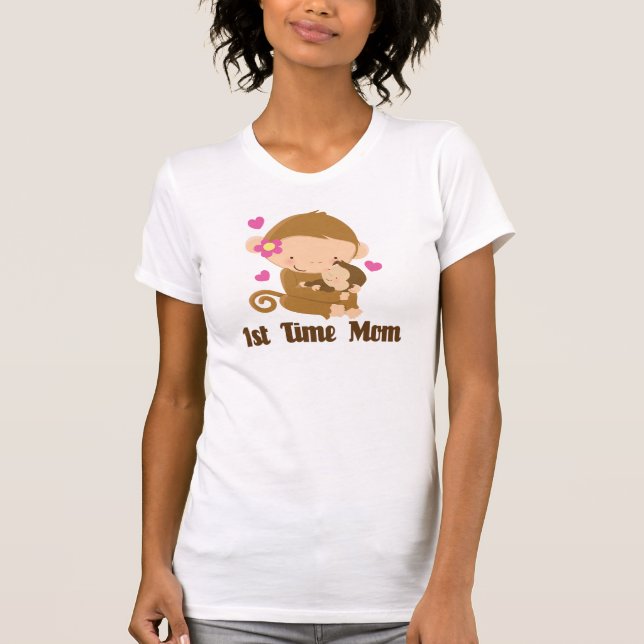 Camiseta 1r Mono de la mamá del tiempo lindo (Anverso)