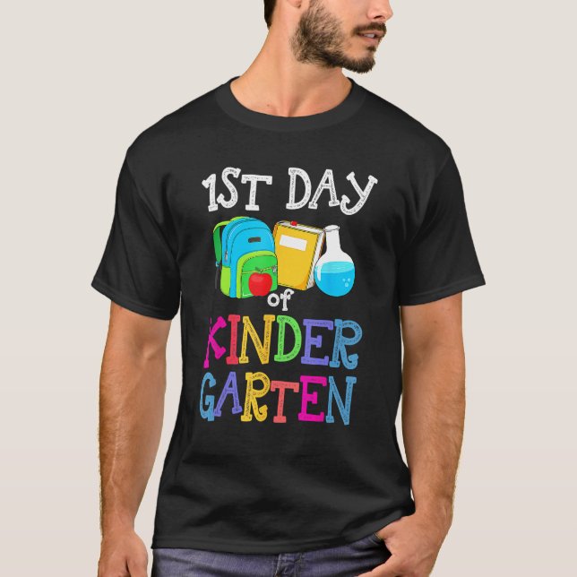 Camiseta 1st Day Of Kindergarten Back To School First Kids  (Anverso)