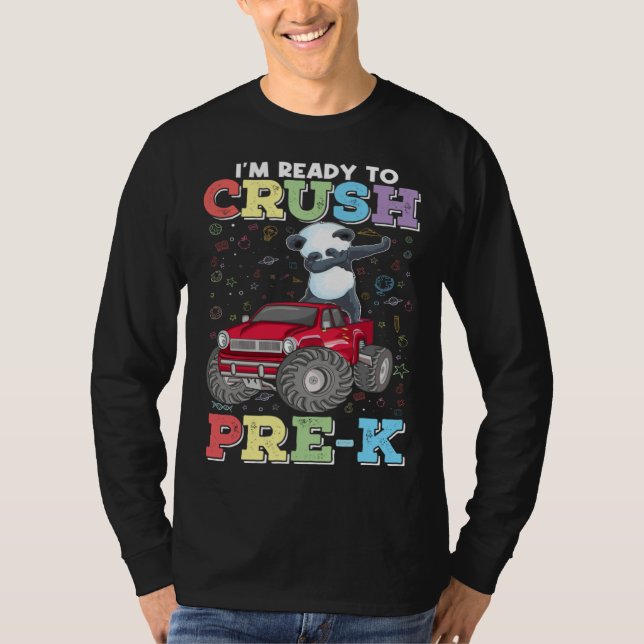 Camiseta 1st day of Pre K Dabbing Panda Monster Truck Back  (Anverso)