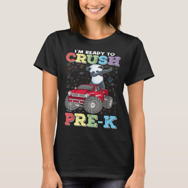 Camiseta 1st day of Pre K Dabbing Panda Monster Truck Back  (Anverso)