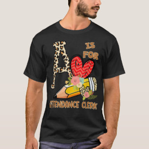 Camiseta 1st Day Of School Attendance Clerk Leopard Flowers