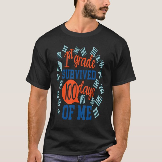 Camiseta 1st First Grade 100 Days Of School   Kids Teacher (Anverso)