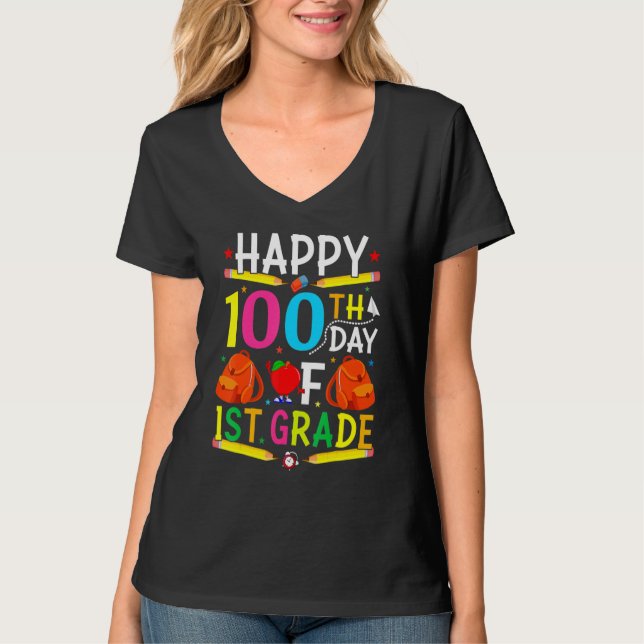Camiseta 1st Grade 100th Day of School Shirt 100 Days of Sc (Anverso)
