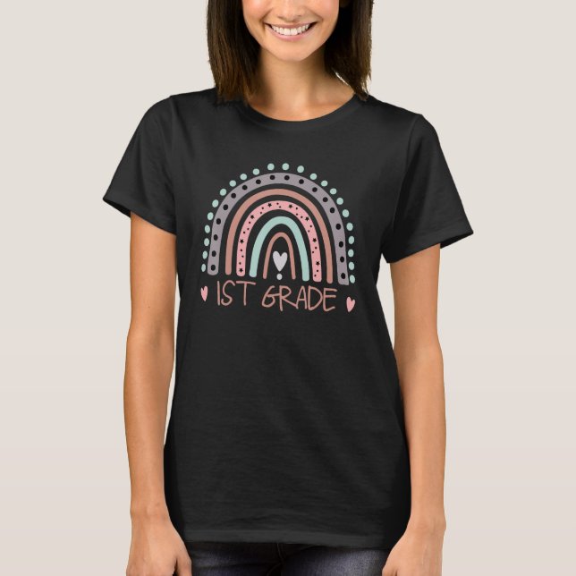 Camiseta 1st Grade Boho Rainbow First Grade Student Back To (Anverso)