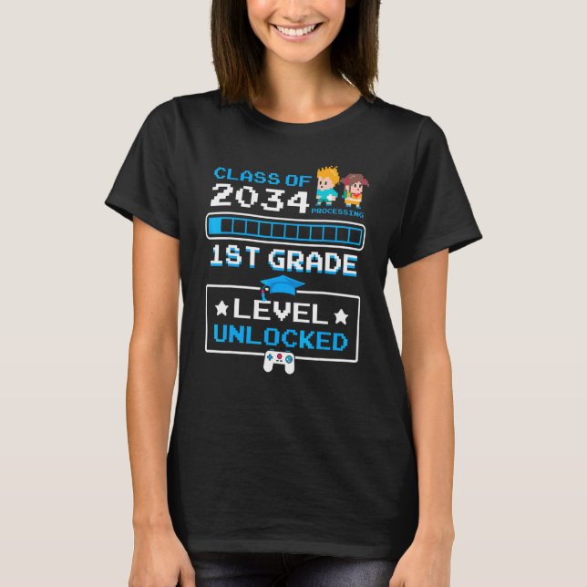 Camiseta 1st Grade First Day Of School Class Of 2034 Cute V (Anverso)