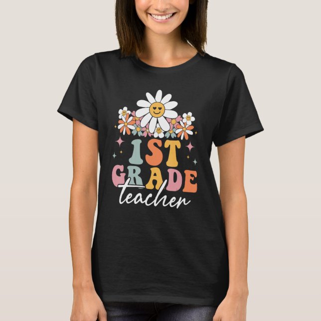 Camiseta 1st Grade First Grade Teacher Hippie Groovy Back T (Anverso)