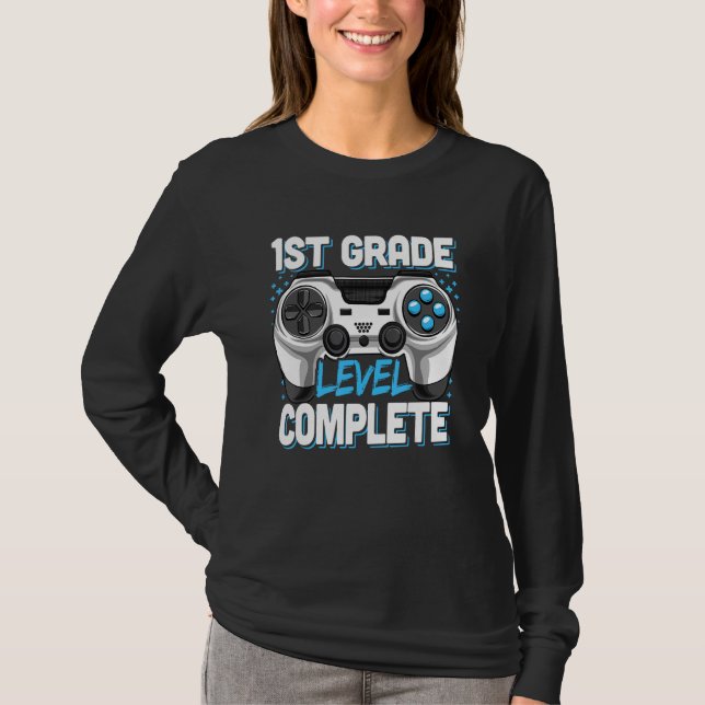 Camiseta 1st Grade Graduation Level Complete Video Gamer Ki (Anverso)