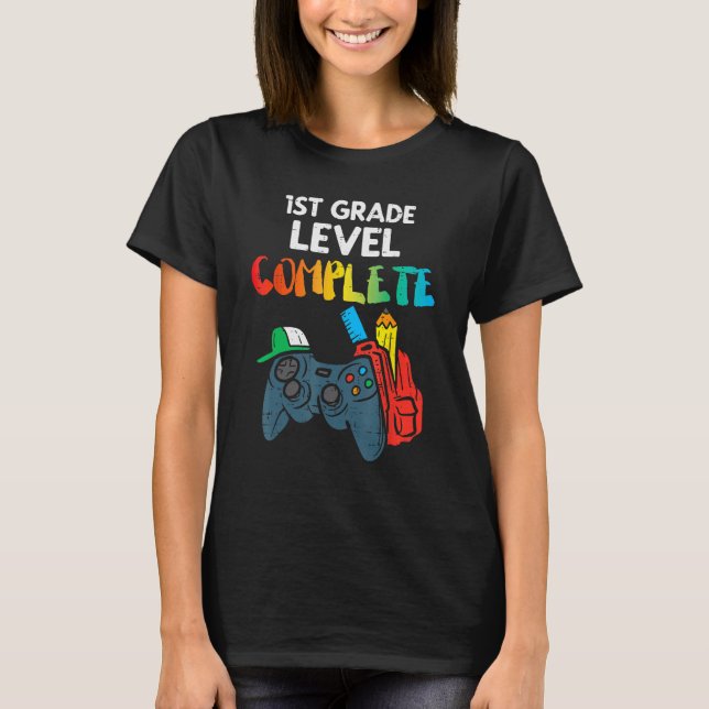 Camiseta 1st Grade Level Complete Gaming Boy Last Day Of Sc (Anverso)