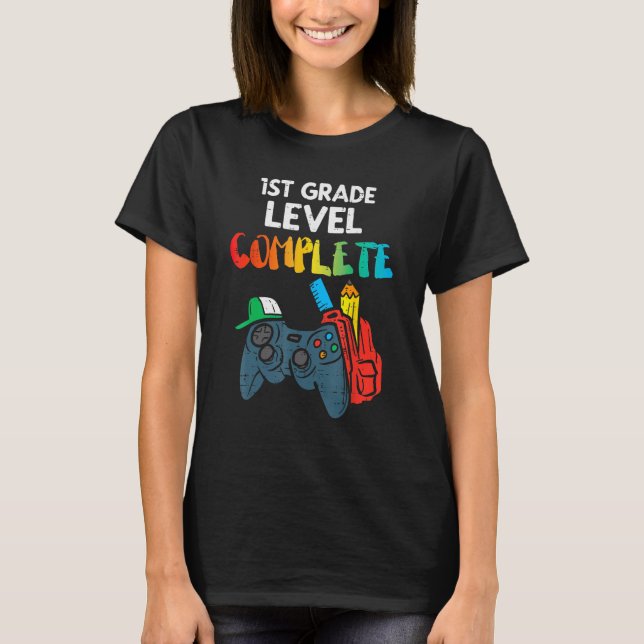Camiseta 1st Grade Level Complete Gaming Boy Last Day Of Sc (Anverso)