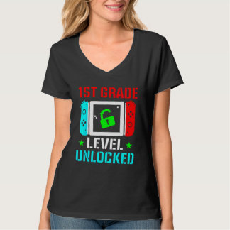 Camiseta 1st Grade Level Unlocked  Back To School Gamer Boy