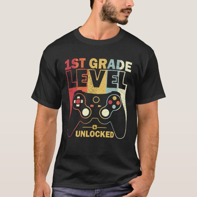 Camiseta 1st Grade Level Unlocked Back To School Video Game (Anverso)