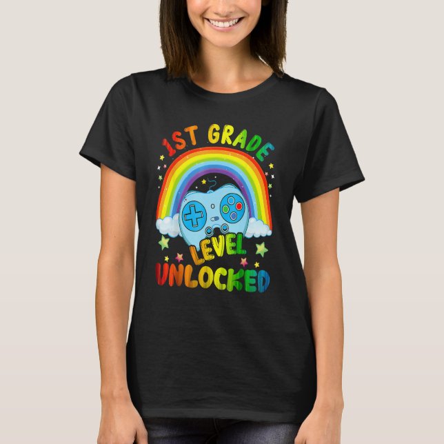 Camiseta 1st Grade Level Unlocked Rainbow Back To School Bo (Anverso)