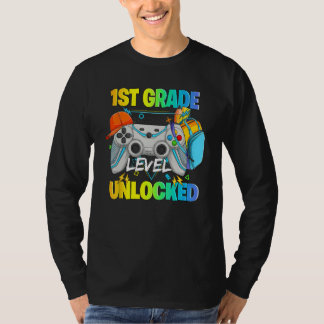 Camiseta 1st Grade Level Unlocked Video Gamers First Day Of
