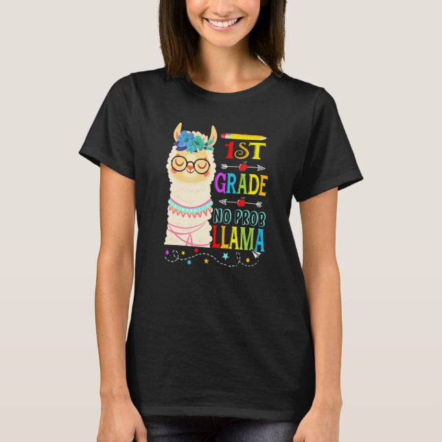 Camiseta 1st Grade No Prob Llama Back To School First Day   (Anverso)